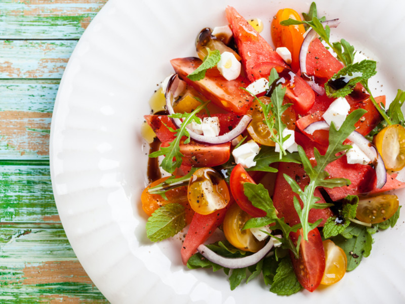 Tomaten-Wassermelonen Salat